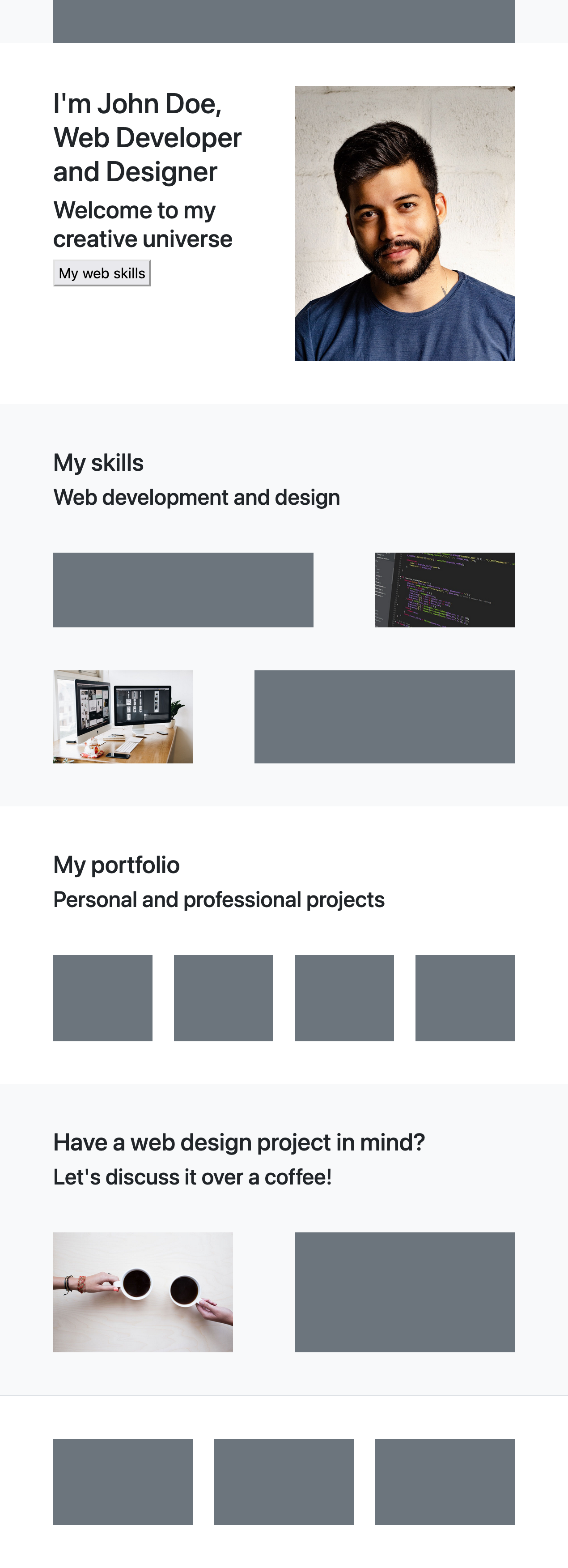 screenshot of portfolio website